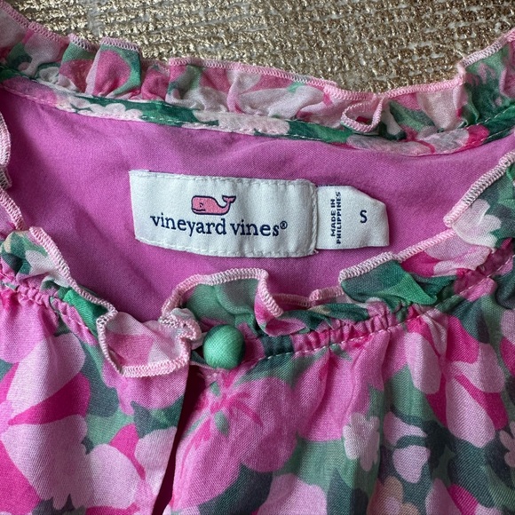 VINEYARD VINES Montauk Daisy Print Ruffle Trim Top Silk Blend | Size Small - Picture 9 of 12